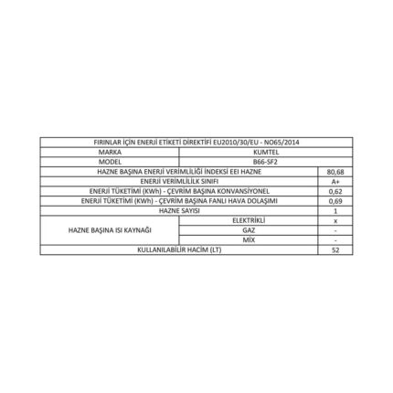 Kumtel Turbo Fanlı Siyah Ankastre Fırın B66 - SF2 ( 4 pro 3 düğme ) - Görsel 5