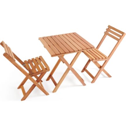 Just Home Katlanır Kayın Ahşap Bistro Set - Meşe - Görsel 3