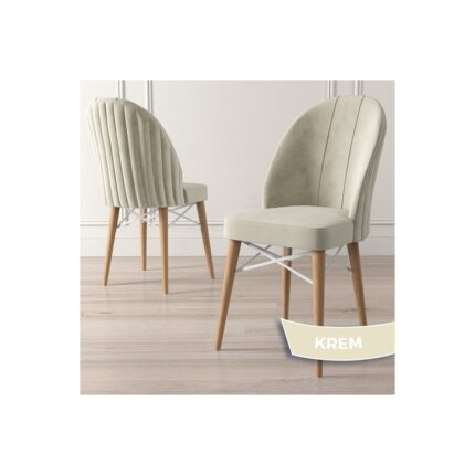 Canisa Concept Ves Serisi 80X132 Mdf Beyaz Mutfak Masa Takımı Doğal Ahşap Ayak Beyaz Kafes 6 Sandalye - Görsel 4