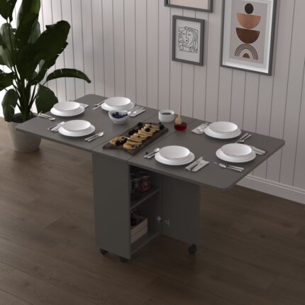 Asra Trend MDF Katlanır Mutfak Yemek Çalışma Masası, Koyu Gri, 155×75×70 cm, KM-29