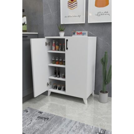 Bofigo 4 Raflı Çok Amaçlı Dolap Çok Amaçlı Mutfak Dolabı Banyo Dolabı Ceren Beyaz - Görsel 2