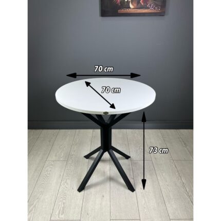 Hey Modüler Mobilya Nisa Yuvarlak Mutfak Masa Yemek Masa Balkon Masa Metal Siyah Ayaklı 70 cm - Görsel 4