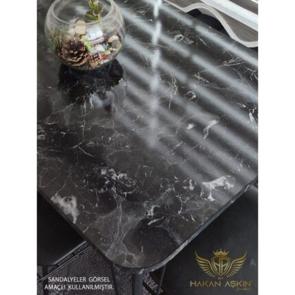 By Hakan Aşkın Metal Ayaklı 60X90 cm (Tek Masa) Black Marble Eclipse 2024 Mutfak - Balkon - Çalışma Masası - Görsel 3
