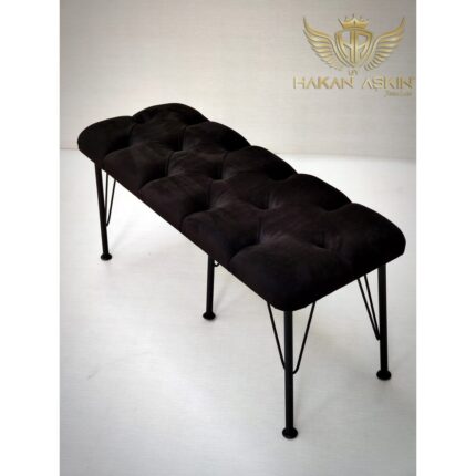 By Hakan Aşkın Metal Ayaklı Siyah Babyface Puf & Bench Tekli - Görsel 4