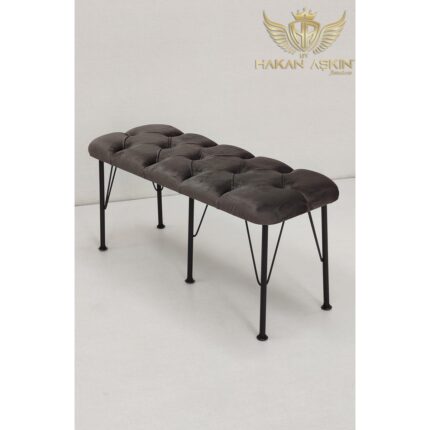 By Hakan Aşkın Metal Ayaklı Babyface Puf & Bench Koyu Füme