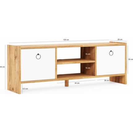 İntergo Modern Tasarımlı Kapaklı TV Ünitesi - Yonga Levha, 120x29x44 cm, Salon İçin Şık Mobilya - Görsel 4