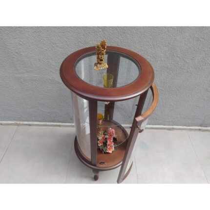 Bengi Ticaret Gümüşlük Yuvarlak Model Parlak Ceviz Kayın Aslan Ayak 3 Raf Bombe CAM120 El Yapım - Görsel 2