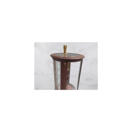 Bengi Ticaret Gümüşlük Yuvarlak Model Parlak Ceviz Kayın Aslan Ayak 3 Raf Bombe CAM120 El Yapım - Görsel 3