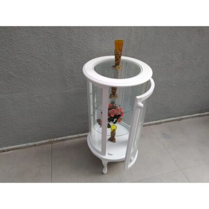 Bengi Ticaret Gümüşlük Yuvarlak Model Parlak Beyaz Kayın Aslan Ayak 3 Raf Bombe Cam 120 Elyapım - Görsel 4
