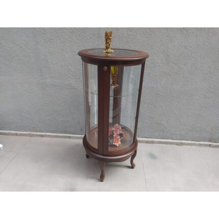 Bengi Ticaret Gümüşlük Yuvarlak Model 78CM Parlak Ceviz Kayın Aslan Ayak 1raf Bombe Cam Elyapım - Görsel 4