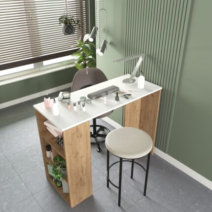 Cool Home Pan Makyaj Masası , Manikür Masası , Raflı Beyaz - Sepet - Görsel 5