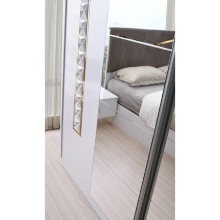Avm 24 Palermo Gardırop-Beyaz-207x60x215cm-Sürgülü Aynalı Kapak-Ücretsiz Nakliye Ve Montaj - Görsel 3