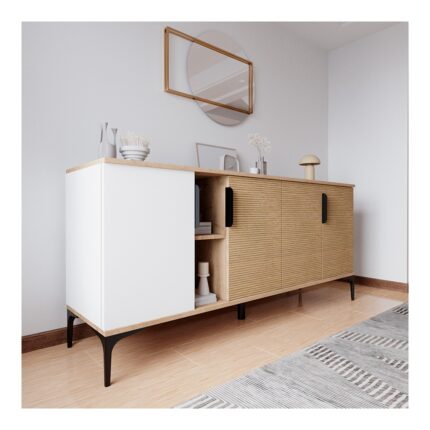Alonex Tarz Konsol 180 cm (Metal Kulp, Sepet,beyaz) Salon Odası Konsolu Tv Konsolu - Görsel 2