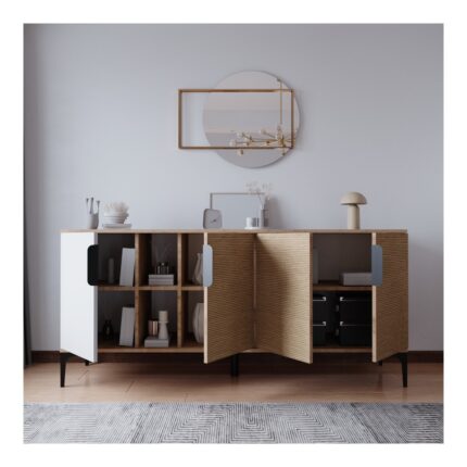 Alonex Tarz Konsol 180 cm (Metal Kulp, Sepet,beyaz) Salon Odası Konsolu Tv Konsolu - Görsel 4