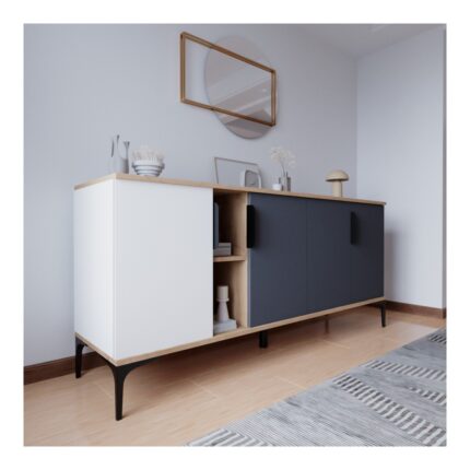 Alonex Tarz Konsol 180 cm (Metal Kulp, Antrasit,beyaz) 180 cm Yemek Odası Ofis Salon Ünite - Görsel 2