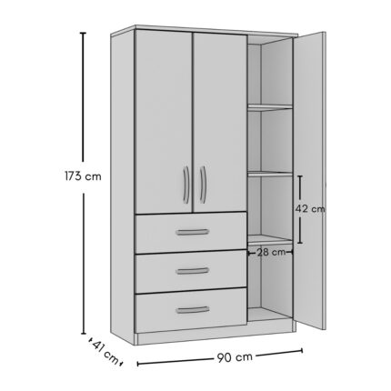 Metalia Gm 302-S Ece Lüx 3 Kapı 3 Çekmeceli Sonomo Gardırop - Görsel 5