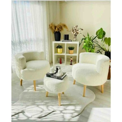 Beylerbeyi Çay Seti Ikili Koltuk Berjer ve Puf Takımı (Salon, Balkon, Ofis) 3 Lü Takım