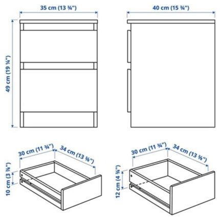 IKEA 2 Çekmeceli Şifonyer, Kullen Beyaz Renk 35X49 cm Komodin - Görsel 4
