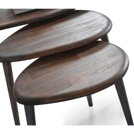 Faw Decor Doğal Ahşap Zigon Sehpa 3'lü Set, Modern Masif Yan Sehpa - Görsel 3