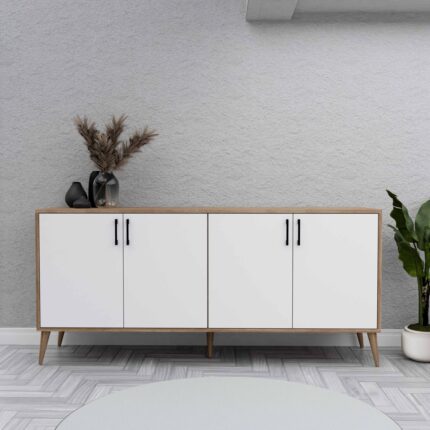 MEZZA 1676 HERA 180 CM (AHŞAP AYAKLI) MODERN KONSOL SEPET-BEYAZ - Görsel 3