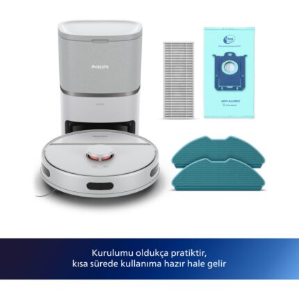 Philips XU3110/02 3100 Serisi HomeRun Aqua Islak Kuru Temizlik Robotu, Otomatik Boşaltma İstasyonlu, HomeRun, Açık Renk & Beluga Metalik, - Görsel 5