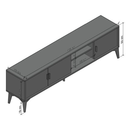 Cool Home Marin Tv Ünitesi Tv Sehpası 180 cm Çizgi Desenli , Raflı , Ceviz - Görsel 5