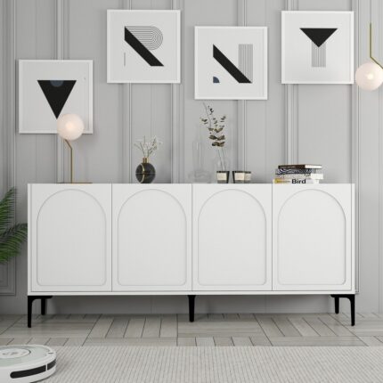 Variant Mobilya Lyon Konsol Modern Tasarım Beyaz ve Siyah Renk 180 cm Genişlik