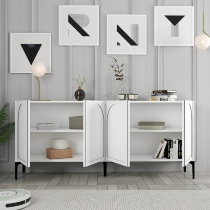 Variant Mobilya Lyon Konsol Modern Tasarım Beyaz ve Siyah Renk 180 cm Genişlik - Görsel 2