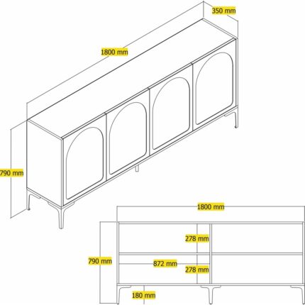 Variant Mobilya Lyon Konsol Modern Tasarım Beyaz ve Siyah Renk 180 cm Genişlik - Görsel 5