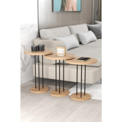 Gold Falez Zigon Sehpa – Metal Ayaklı, Dayanıklı Yonga Levha, Minimalist Tasarım, 34 ve 22 cm Tablalı Ev Dekoru - Görsel 3