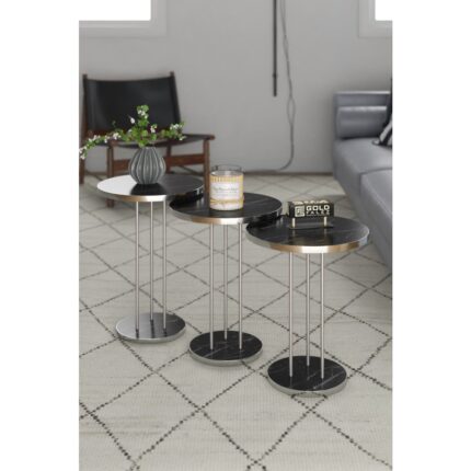 Gold Falez Zigon Sehpa – Yonga Levha ve Metal, PVC Kenar Bantlı, 34 cm ve 22 cm Tablalı, Salon ve Oturma Odası İçin Şık Tasarım - Görsel 2