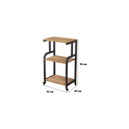 servetavcı Raflı Yazıcı Sehpası - Atlantik Çam (Frenli Tekerlii) 45 x 30 x 90 cm - Görsel 2