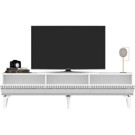 Cantek Dizayn Defne Tv Sehpası (Alt Modül) Beyaz-Gümüş - Görsel 3