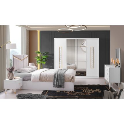 Avm 24 Palermo Gardırop-Beyaz-207x60x215cm-Sürgülü Aynalı Kapak-Ücretsiz Nakliye Ve Montaj - Görsel 5