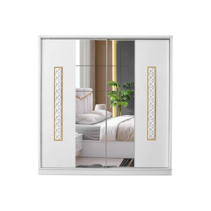 Avm 24 Palermo Gardırop-Beyaz-207x60x215cm-Sürgülü Aynalı Kapak-Ücretsiz Nakliye Ve Montaj