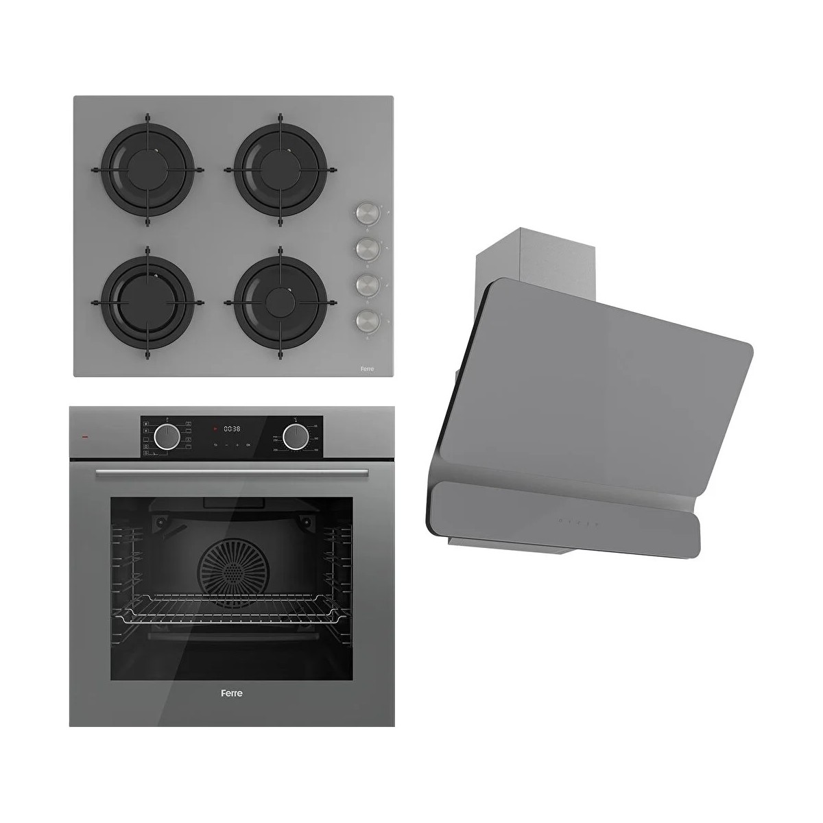 110000649943904.jpg Ferre Steamart&fryart Serisi Buharlı Pişirme Gri Set (CS208 + XE64CPR +D082 ) - Görsel 1