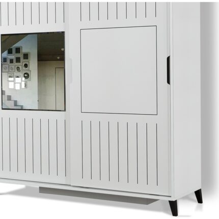 Pasific Home Huga Sürgülü 2 Kapaklı Aynalı Gardırop, Beyaz, 130cm - Görsel 2