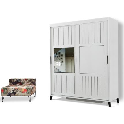 Pasific Home Huga Sürgülü 2 Kapaklı Aynalı Gardırop, Beyaz, 160 cm - Görsel 3