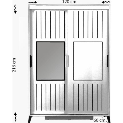 Pasific Home Huga Sürgülü 2 Kapaklı Aynalı Gardırop, Meşe, 120 cm - Görsel 5