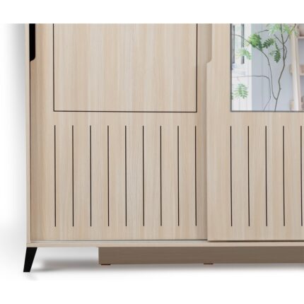 Pasific Home Huga Sürgülü 2 Kapaklı Aynalı Gardırop, Meşe, 190 cm - Görsel 2