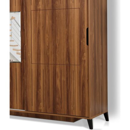 Pasific Home Huga Sürgülü 2 Kapaklı Aynalı Gardırop, Ceviz ,120 cm - Görsel 3