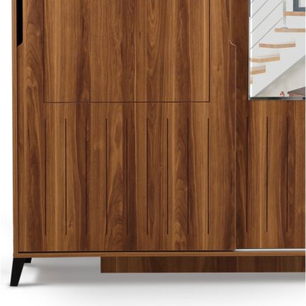 Pasific Home Huga Sürgülü 2 Kapaklı Aynalı Gardırop, Ceviz ,150 cm - Görsel 2