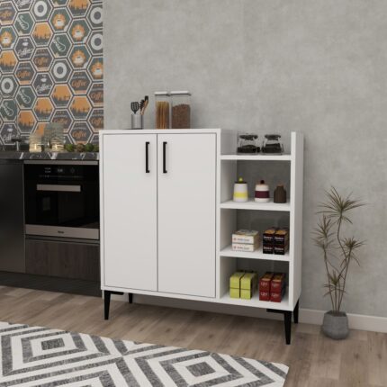 Arnetti Leskar 2 Kapaklı 6 Raflı Çok Amaçlı Mutfak Dolabı, Beyaz - Leskar - Görsel 2