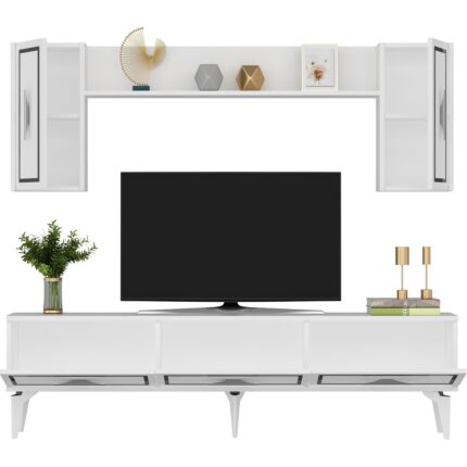 Cantek Dizayn Vanessa Tv Ünitesi Takımı Beyaz - Gümüş - Görsel 4