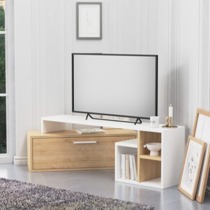 Lagomood Karamel Tv Standı Beyaz Meşe