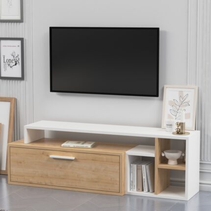 Lagomood Karamel Tv Standı Beyaz Meşe - Görsel 3