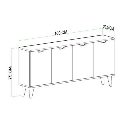 EVDEMO Elegant 4 Kapaklı Dekoratif Konsol Ceviz Beyaz - Görsel 4