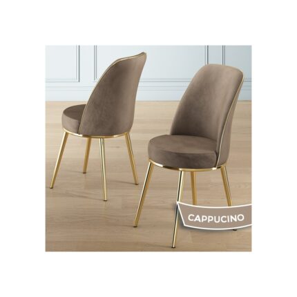 Canisa Lai Serisi 90X168 Lak Panel Beyaz Mermer Desen Gold Ayak Masa Takımı 6 Sandalye - Görsel 2