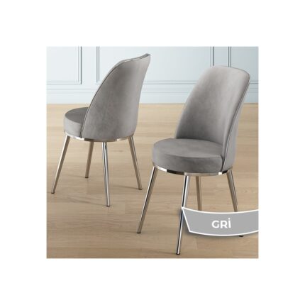 Canisa Lai Serisi 90X168 Lak Panel Beyaz Mermer Desen Krom Ayak Masa Takımı 6 Sandalye - Görsel 2