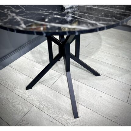 Hey Modüler Mobilya Sedef Yuvarlak Mutfak Masası Yemek Masası Balkon Masası Metal Siyah Ayak 100 cm - Görsel 5